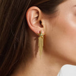 Gold star tassel drop earrings, alternate view