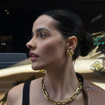 Gold oversized droplet huggie earrings, alternate view