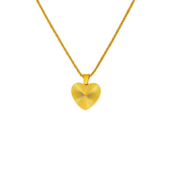 Classic heart pendant necklace crafted from 18K gold-plated stainless steel, featuring a refined chain measuring 16.14 inches with a 1.97-inch extender. Romantic, minimalist, and timeless—perfect for adding tender elegance to any look. Hypoallergenic, water- and tarnish-resistant.