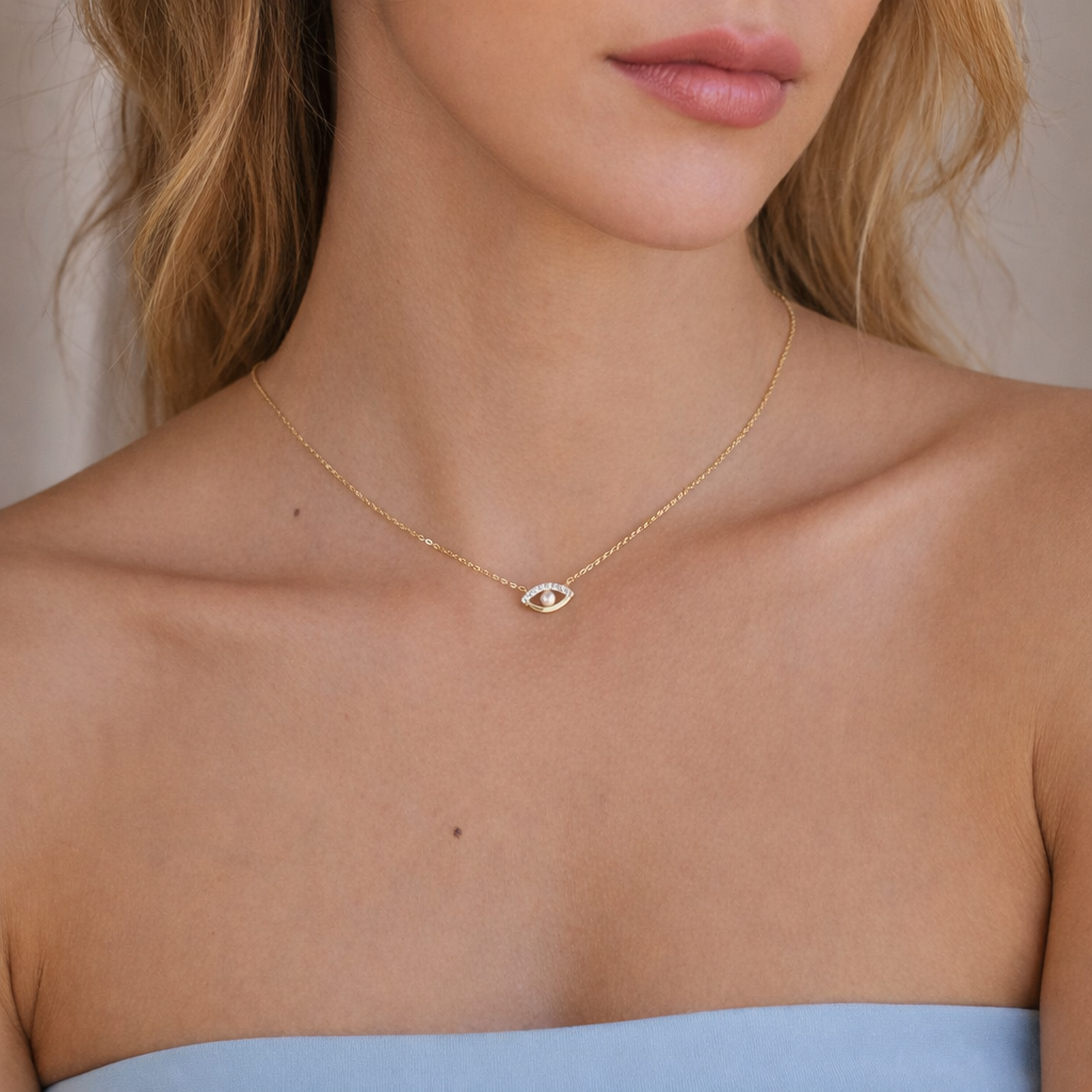 Evil Eye Pearl Necklace