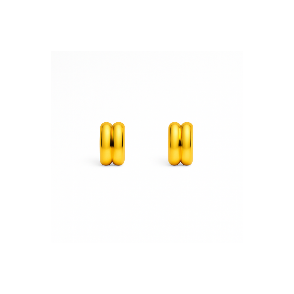 Double C-hoop earrings crafted from premium stainless steel, featuring a bold yet refined silhouette with a 0.6-inch diameter. Hypoallergenic, water- and tarnish-resistant—perfect for adding modern, versatile edge to any everyday look.