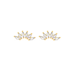 Ear climber stud crafted from 18K gold PVD-plated stainless steel, featuring six marquise-cut crystals for refined, elegant sparkle. Hypoallergenic, water- and tarnish-resistant—perfect for adding a modern, timeless touch to any ear stack.