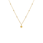 Gold necklace with a star pendant on a white background