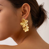 Magnolia Flower Drop Earrings. 18K gold-plated, hypoallergenic & lightweight