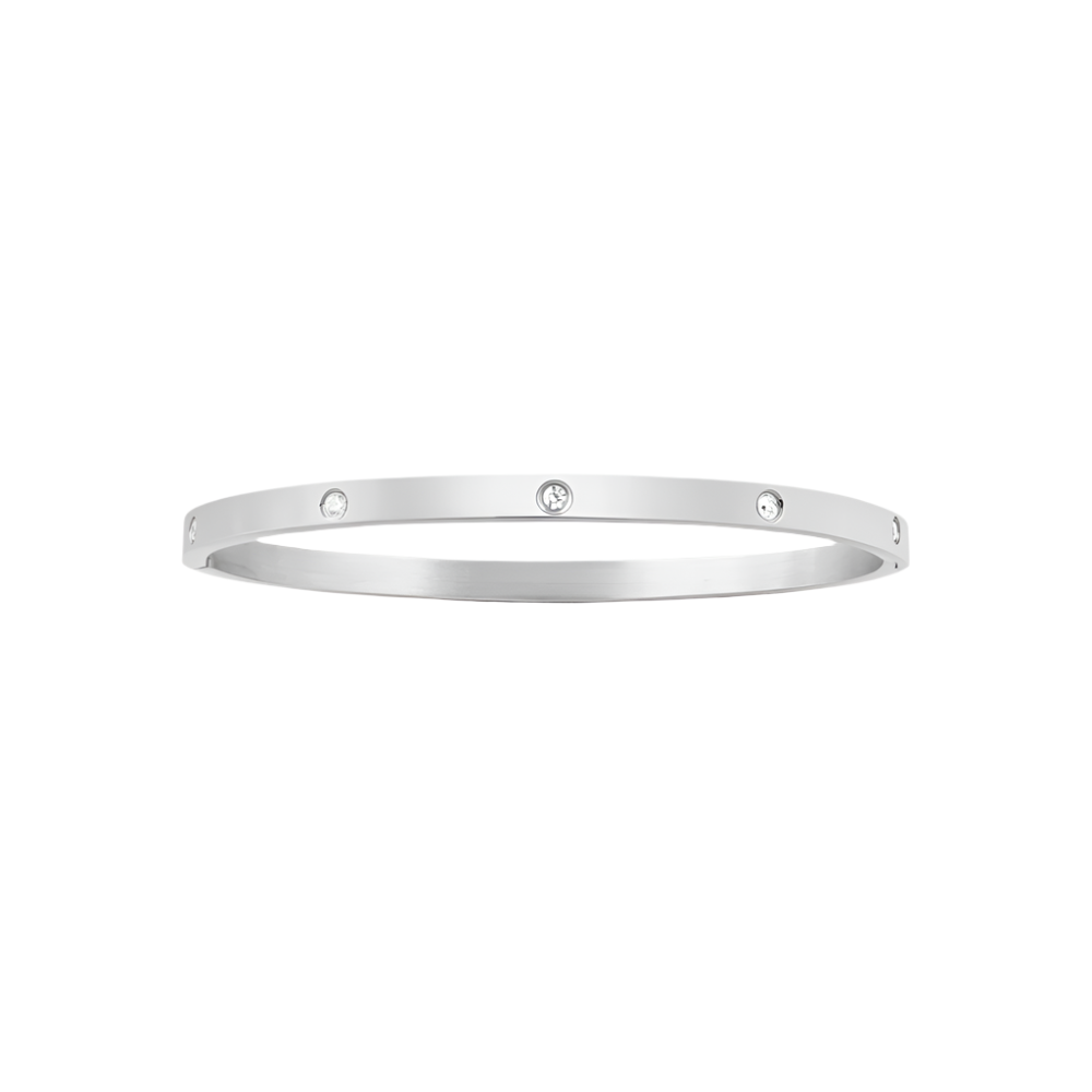 An 18K gold-plated stainless steel bracelet with minimalist design and small embellishments on the surface.