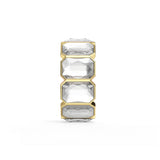 A White Seraphina Octagon Band Ring made of gold-plated stainless steel with clear octagon-cut crystals in a 9mm wide continuous band