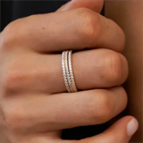 Minimalist full eternity band crafted from stainless steel with 18K gold plating, encrusted with shimmering cubic zirconia pavé all around. Hypoallergenic, water- and tarnish-resistant—perfect for effortless stacking or wearing solo for timeless sparkle.