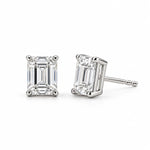 Celeste emerald cut moissanite stud earrings in 925 sterling silver