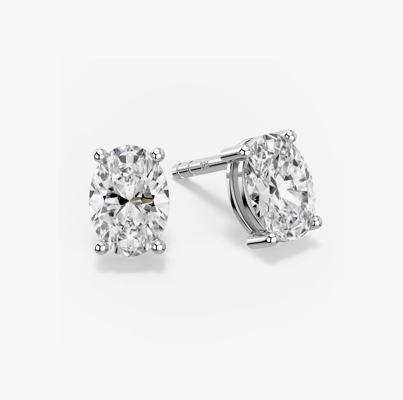 Elodie oval moissanite stud earrings in 925 sterling silver