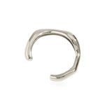 Silver hoop earring on a white background